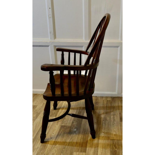 Elm Country Carver Chair with Crinoline Stretcher, 1960s For Sale - Image 4 of 8