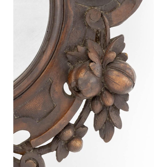 19th Century Black Forest Carved Walnut Wall Mirror, 19th Century For Sale - Image 5 of 6