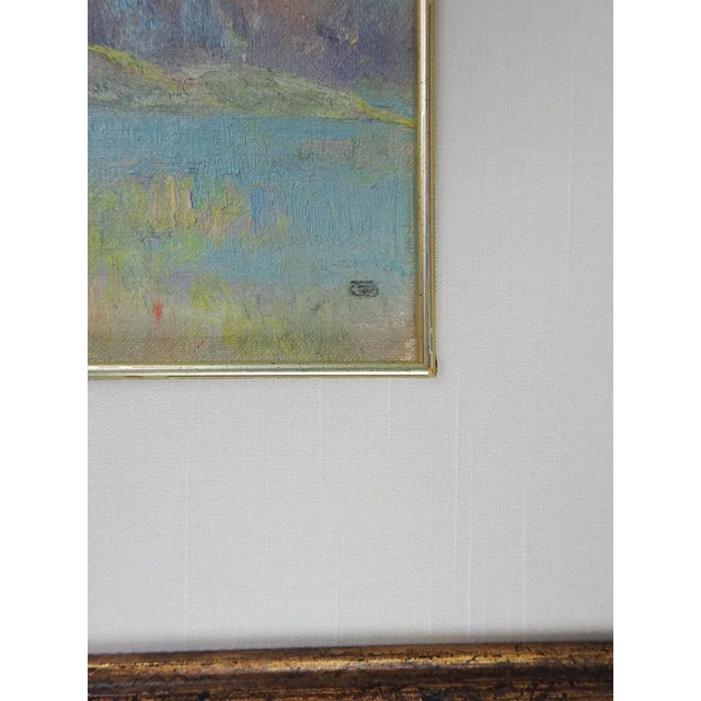 Vintage Dawson Dawson-Watson small oil on canvas landscape in pinks and blues. Artist monogram lower right corner,...