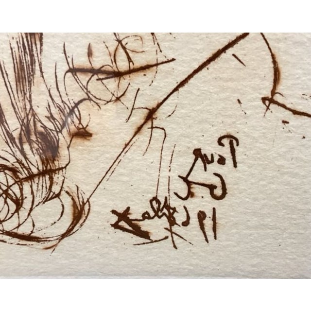 1960s Signed by Salvador Dali: 1968 Michelangelo Hand Signed Etching / Authentic Surreal Portrait For Sale - Image 5 of 6