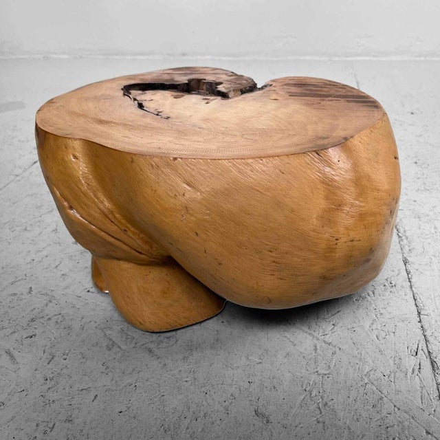 Solid organic root structure from 1950s Japan. The top and bottom sides were flattened to allow the wood to serve as a...