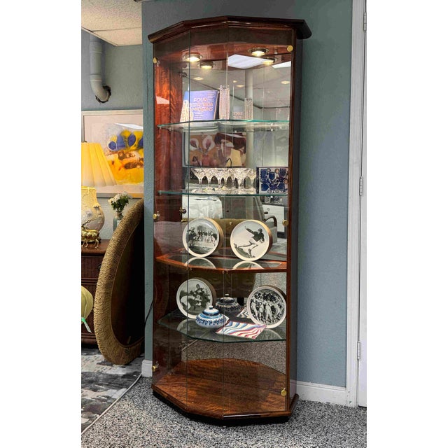 Traditional Henredon Lacquered Mahogany "Right-Side" Bunching Curio Display Cabinet For Sale - Image 3 of 8