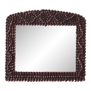 Vintage Pinecone Frame Mirror With Antique Glass For Sale