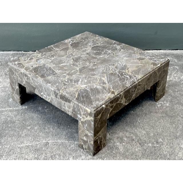 Taupe Vintage Boho Emperador Marble Coffee Table For Sale - Image 8 of 11