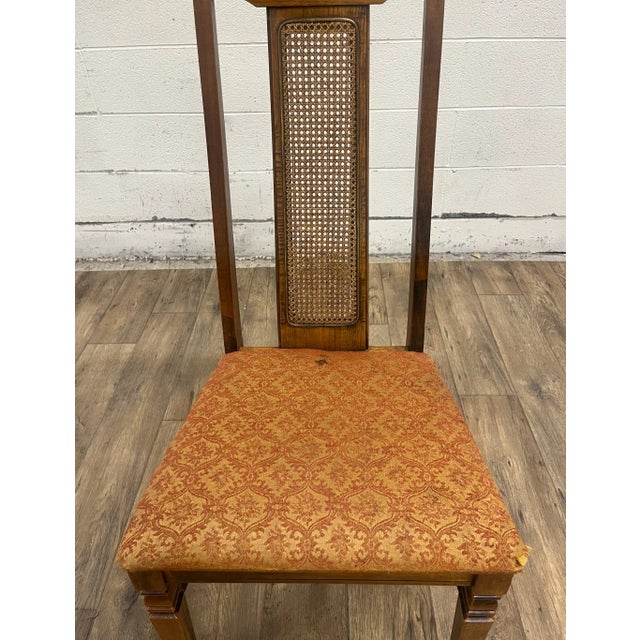 Wood Vintage Garrison Furniture Co Italian Provincial Style Cane Back Dining Chairs For Sale - Image 7 of 10