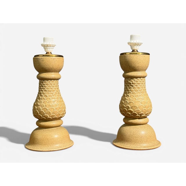 Kaisa Essén, Table Lamps, Beige Stoneware, Sweden, 1980s For Sale - Image 4 of 9