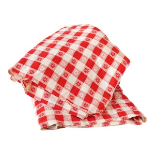 1960s Schwartz Leibman Red Checkerboard Fabric, 9.5 Yards For Sale