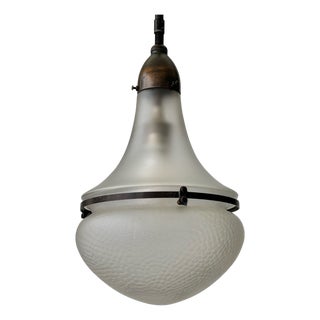 Vintage Industrial Pendant Lamp in Copper and Glass, 1920s For Sale