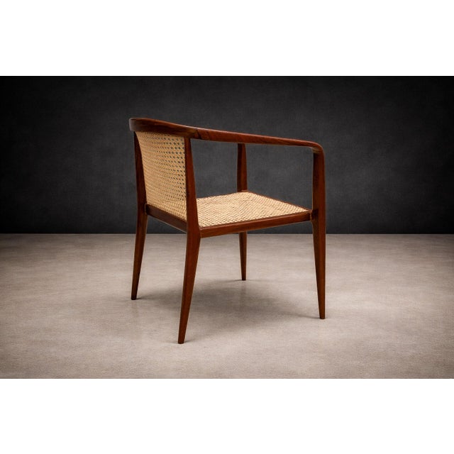 Brown Armchair in Hardwood & Cane, John Graz, 1950s For Sale - Image 8 of 13