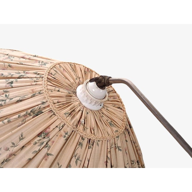 Tan 1950s Mid-Century Modern Double Shade Floor Lamp, Wood, Metal, Fabric For Sale - Image 8 of 13