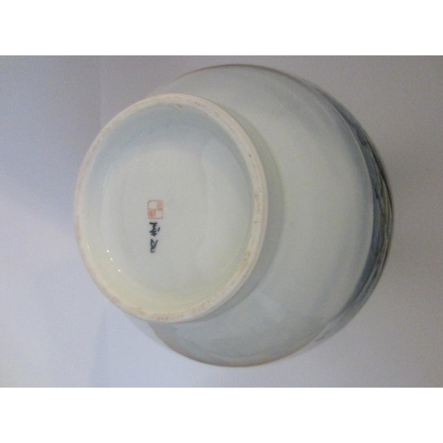 1940s Monumental Chinoiserie Botanical Japanese Scenic Baluster Vase With Calligraphy Signature For Sale - Image 5 of 16