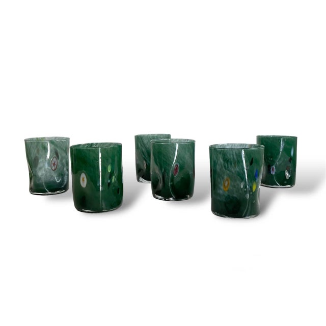 Forest Green Italian Versace Drinking Glasses from Ribes the Art of Glass, 2004, Set of 6 For Sale - Image 8 of 11