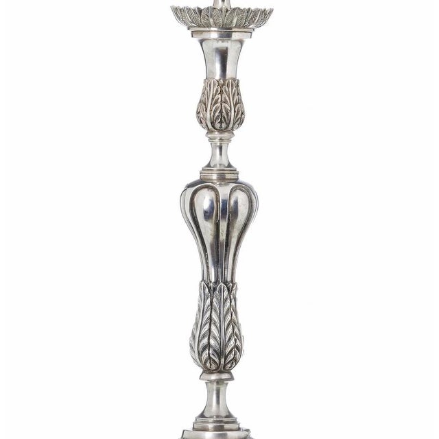Baroque Portuguese Silver Torch Holder, 19th Century For Sale - Image 3 of 6