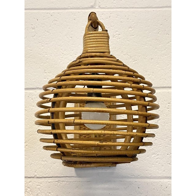 Brown Wall Lamps in Wicker and Bamboo, 1970s, Set of 3 For Sale - Image 8 of 14