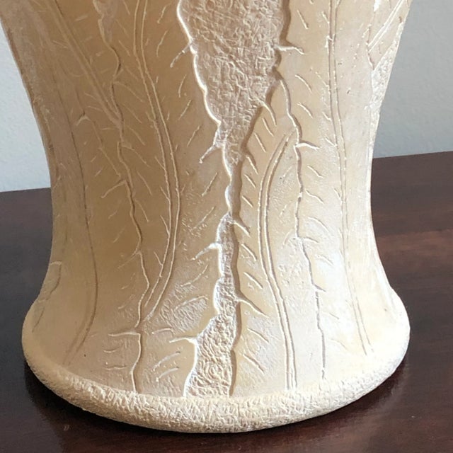 Vintage Serge Roche Style Banana Leaf Plaster Table Lamp For Sale - Image 10 of 12