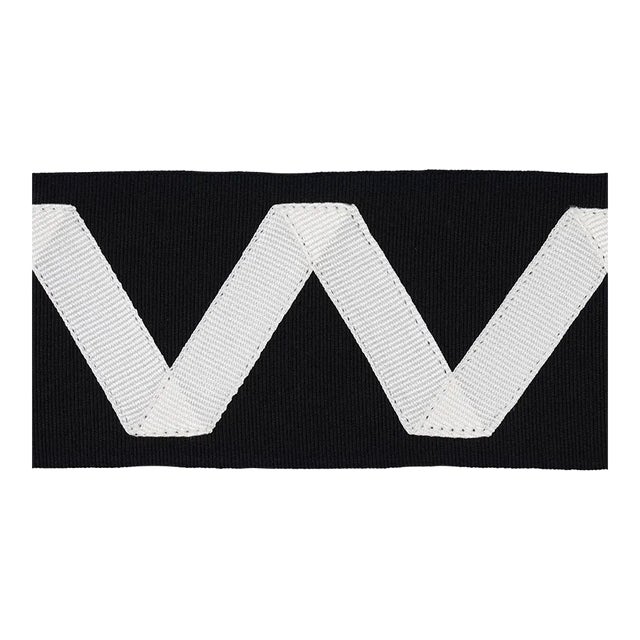 Schumacher Legere Applique Tape in Ivory On Black For Sale