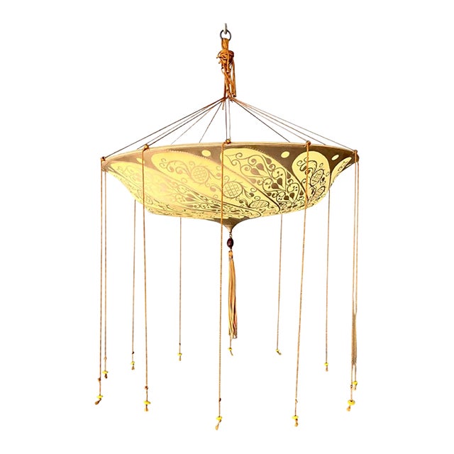 Vintage Italian Fortuny Hand Painted Chandelier For Sale