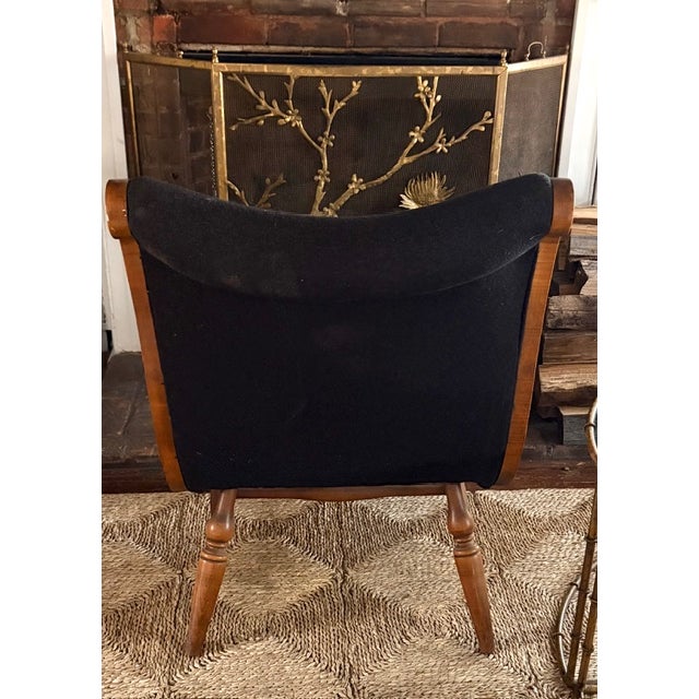 Wood Mid Century American Biedermeier Style Scrolled Armchair For Sale - Image 7 of 9