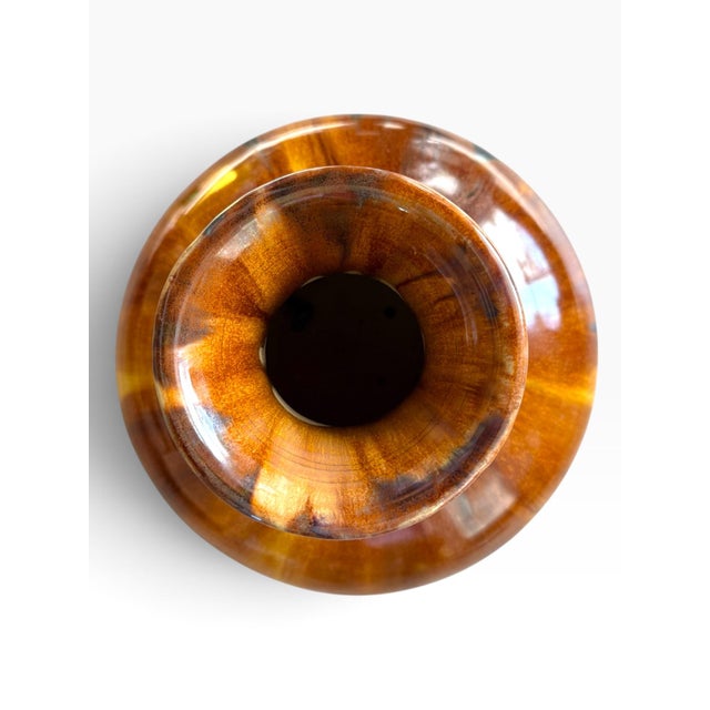 Ceramic Vintage Italian Drip-Glaze Ceramic Vase | Brown, Olive & Gold For Sale - Image 7 of 8