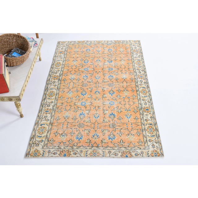 Vintage Turkish Hand-Knotted Area Rug is a semi-Vintage rug. '70s Eastern region of Turkey's unique rug is perfectly hand-...