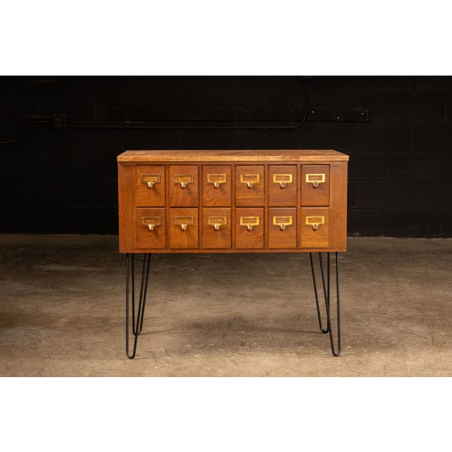 Vintage Card Catalog With Hairpin Legs For Sale - Image 4 of 11