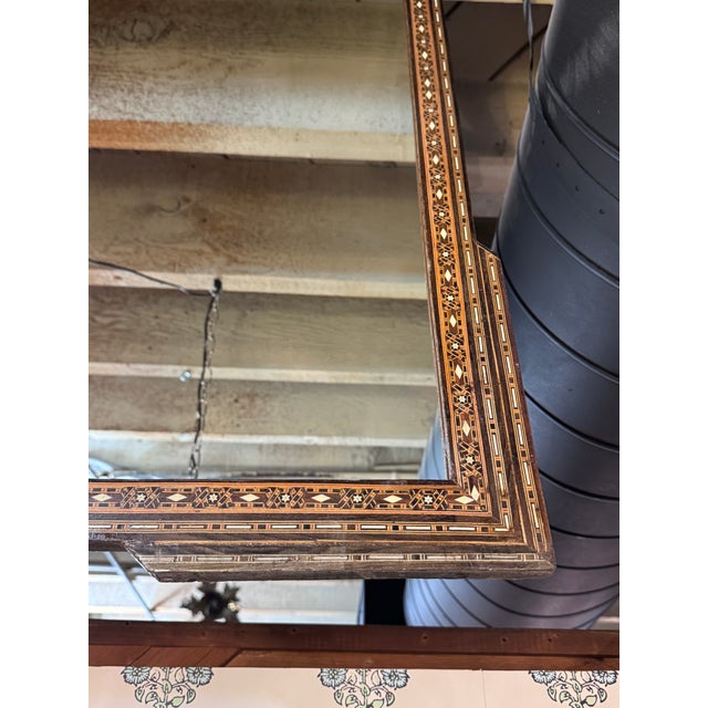 Early 20th Century Marquetry Wood Inlaid Mirror For Sale - Image 4 of 4