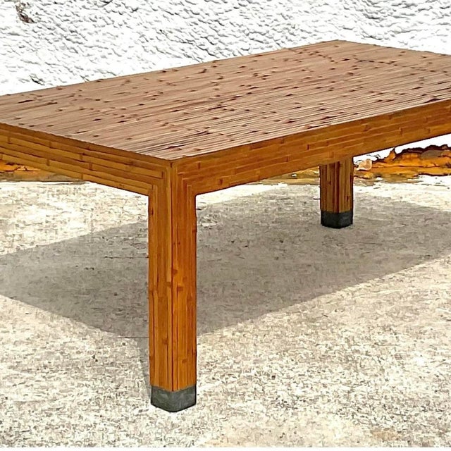 Late 20th Century Vintage Coastal Split Bamboo Coffee Table For Sale - Image 12 of 12