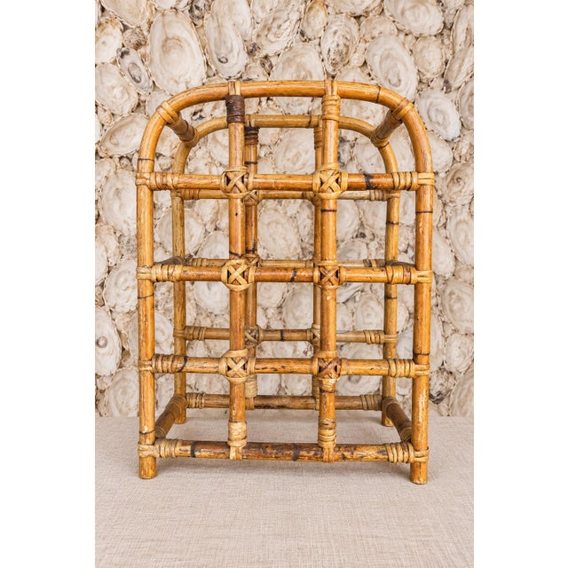 English Vintage Bamboo Wine Rack Hollywood Regency, British Colonial & Coastal Bar Decor For Sale - Image 3 of 3