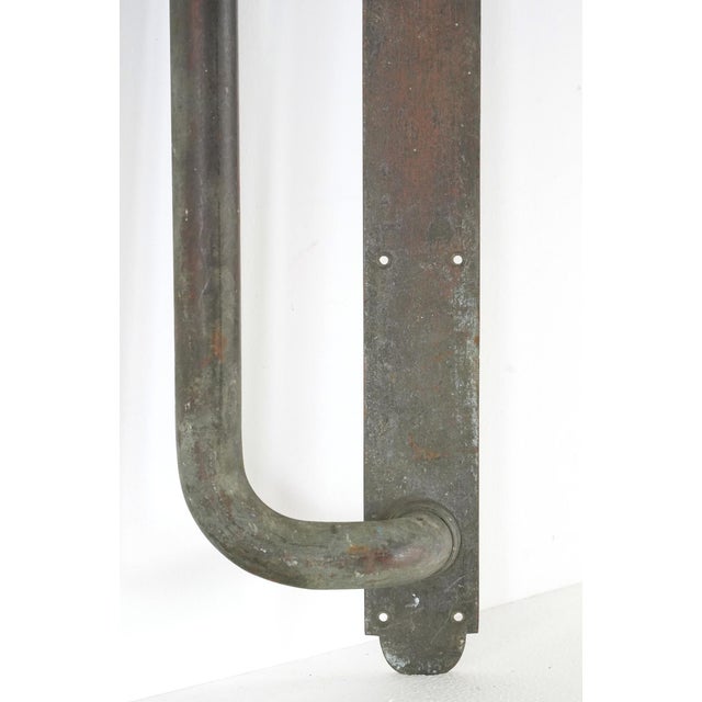 Metal Vintage European 29.25 In. Tirez Brass Front Door Pull For Sale - Image 7 of 10