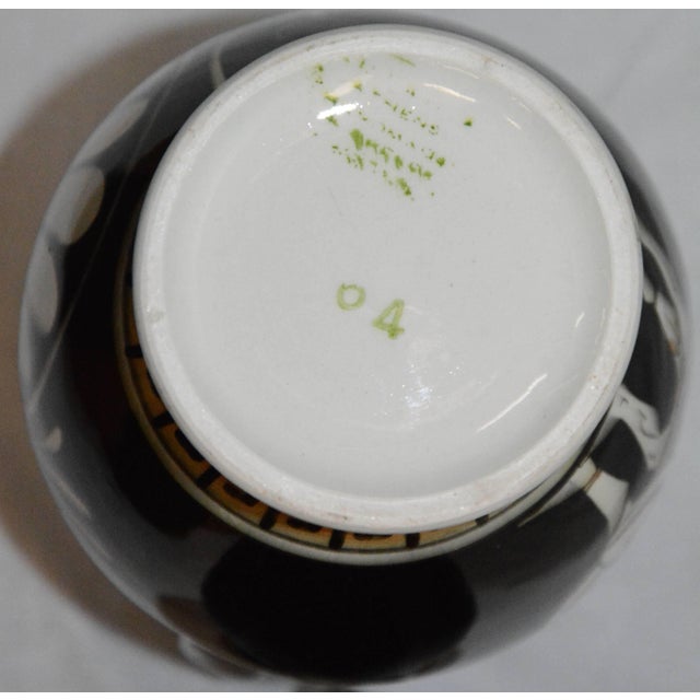 Black Pair of Neoclassical Vases With Greek Key Details For Sale - Image 8 of 9