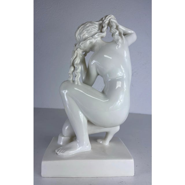 Cream Vintage Oversized Blanc De Chin Deco Inspired Figural Sculpture For Sale - Image 8 of 9