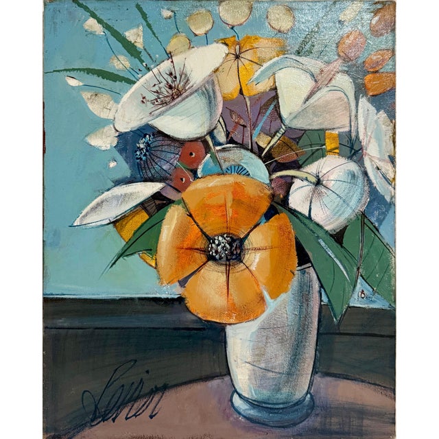 Charles Levier (French, 1920-2003) Fleurs a La Fenetre, Flowers at the Window, Oil on Canvas Hand signed lower left, Hand...