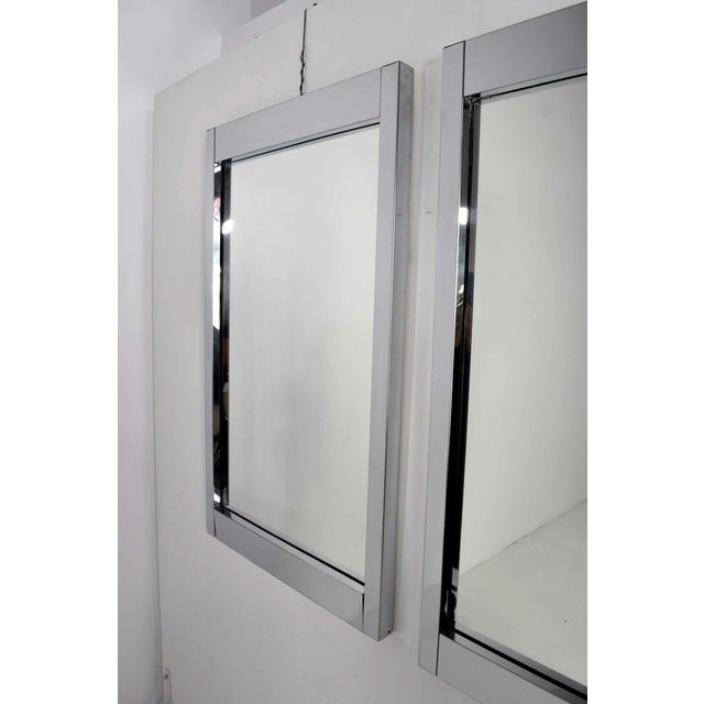 Milo Baughman Pair of Large Chrome Frame Mirrors by Milo Baughman for Thayer Coggin For Sale - Image 4 of 5