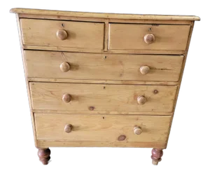 Antique Pine Two Over Three Chest of Drawers From England