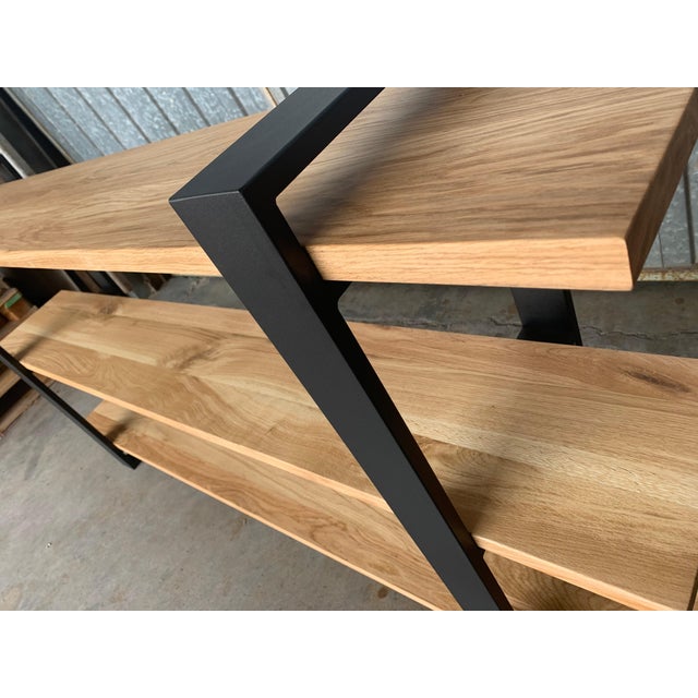 New Custom Etagere with Three Oak Shelves and Iron Structure For Sale - Image 10 of 18