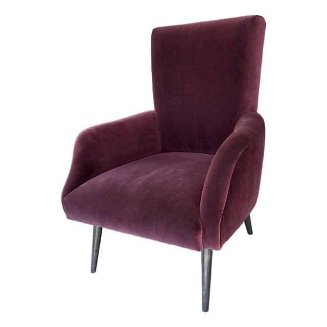 Julia Katrine Designs Burgundy Silk Velvet Accent Chair For Sale