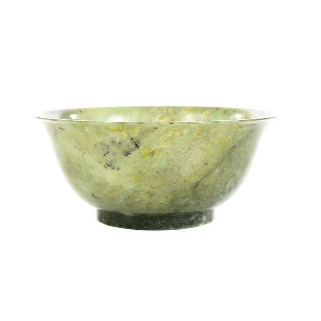 Chinese Vintage Spinach Jade Bowl For Sale In Los Angeles - Image 6 of 8