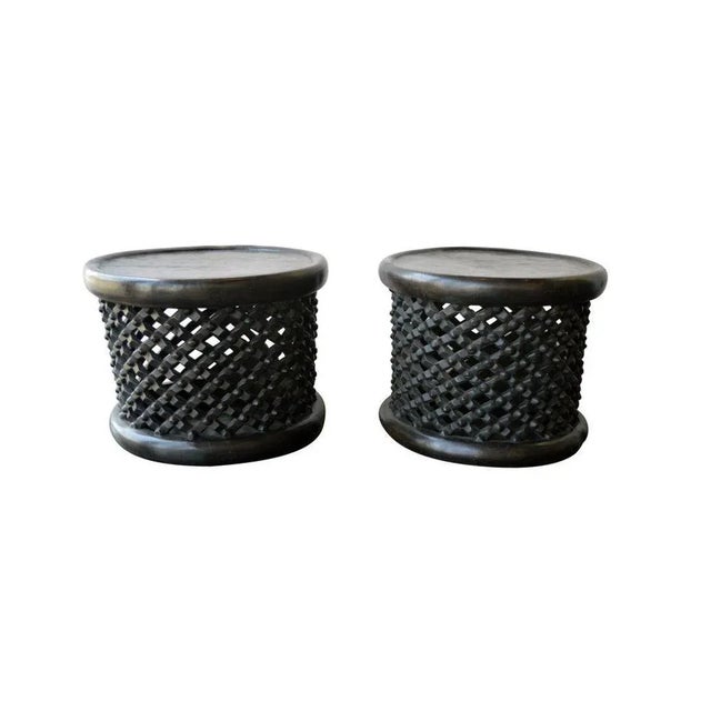 Pair of African Bamileke Hand Carved Wood Tables or Stools For Sale In Los Angeles - Image 6 of 6