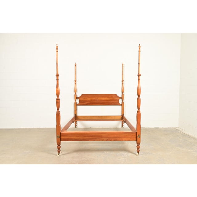 L. & J. G. Stickley Georgian Carved Solid Cherry Wood Full Size Poster Bed, 1957 For Sale - Image 12 of 12