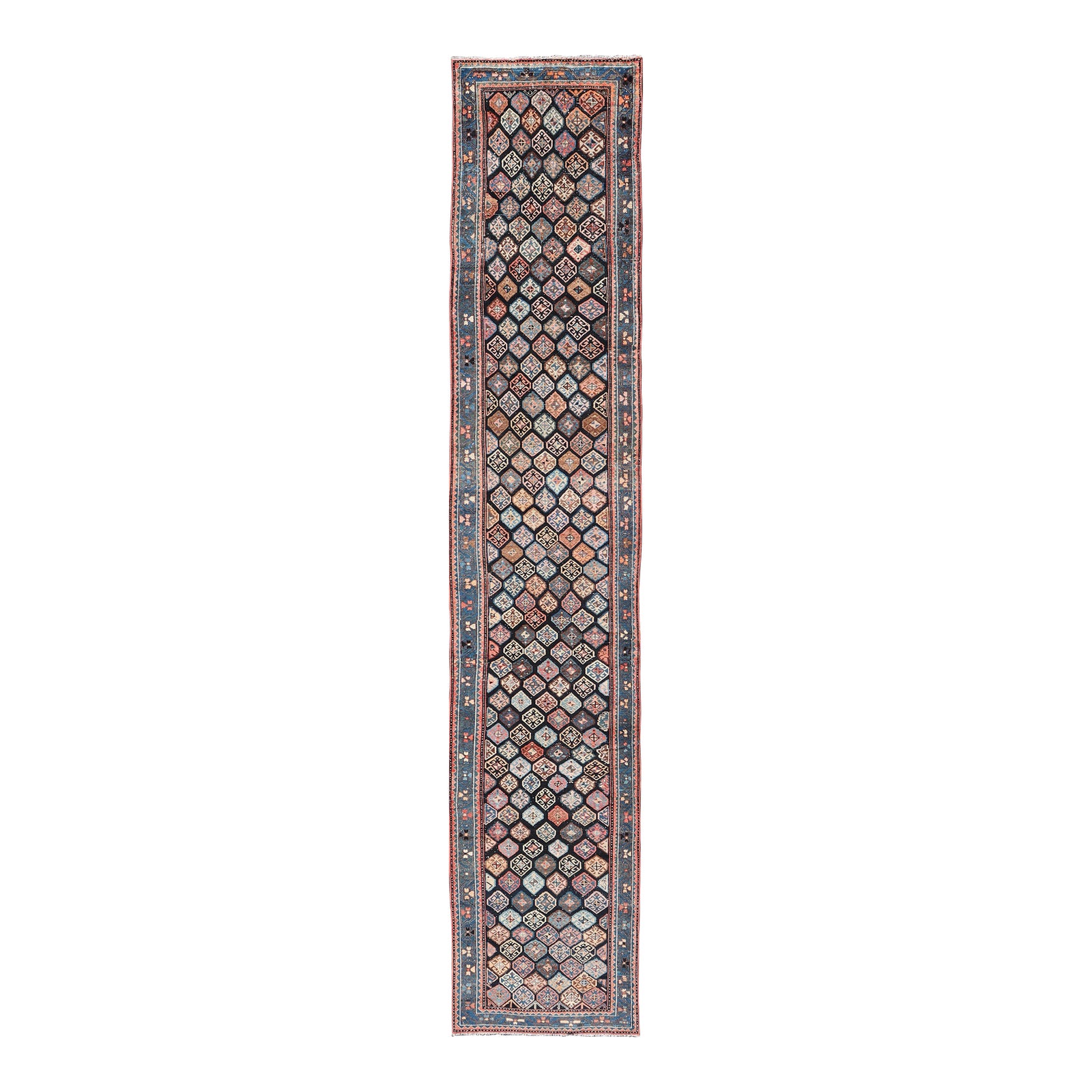 Antique Hamadan Runner With All-Over Tribal Design in Jewel Tones 3'5 X ...
