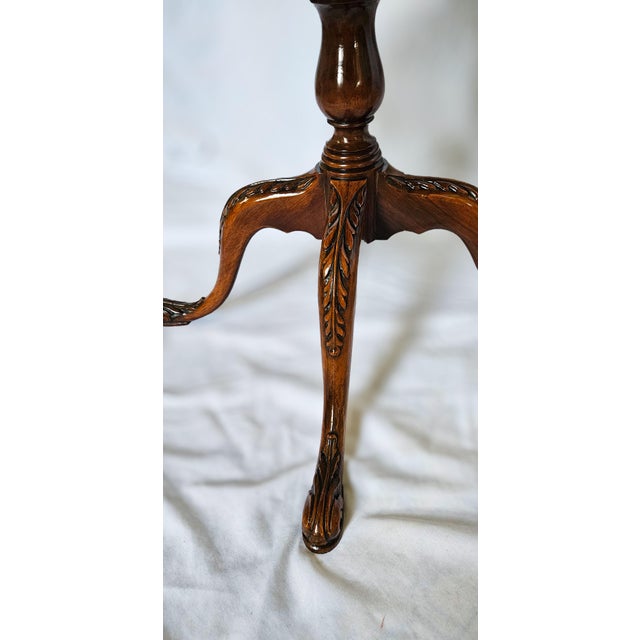Wood Antique/Vintage J. B. Mersman Chippendale Mahogany Wood 2-Tier "Pie Crust" Side Table For Sale - Image 7 of 10