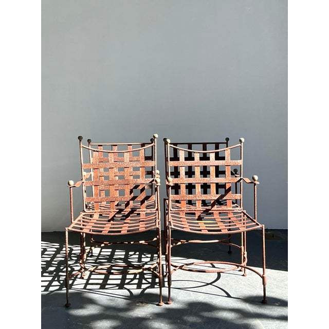 Vintage Boho Distressed Maurizio Tempestini for Salterini “Amalfi” Outdoor Dining Chairs - Set of 4, Attributed For Sale - Image 10 of 12