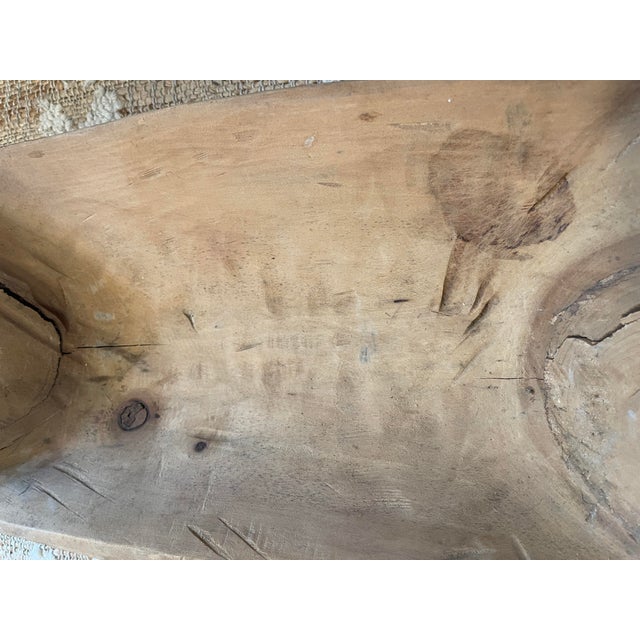 Textured Vintage Wood Primitive Rectangular Dough Bowl For Sale - Image 10 of 11
