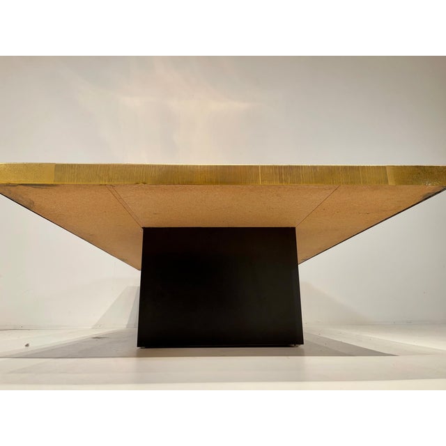 Etched Inlaid Brass Coffee Table with Agate Stone Top by Christian Krekels, 1977 For Sale - Image 15 of 18