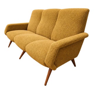 Mid-Century Three Seater Sofa in Bouclé Senape by Marco Zanuso, 1950s For Sale