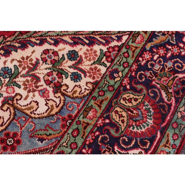 1980s Shabby Chic Persian Tabriz Red/Purple Wool Rug - 9'2'' X 12'7'' For Sale - Image 5 of 10