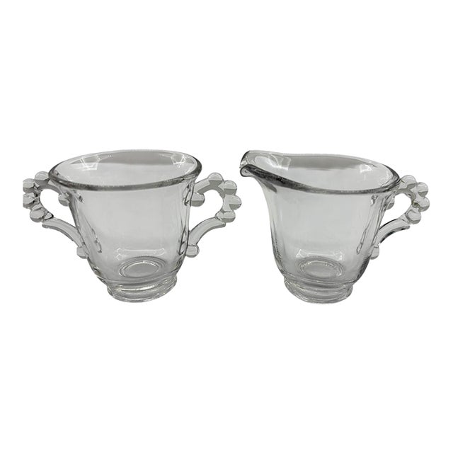 Mid 20th Century Imperial Glass Candlewick Cream & Sugar Set For Sale