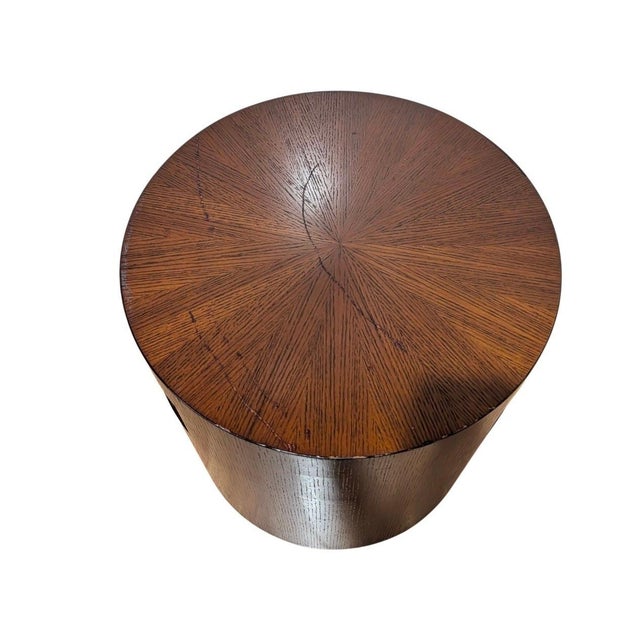 Late 20th Century Vintage Crate & Barrel Tambe Round Wood End Table For Sale - Image 5 of 5