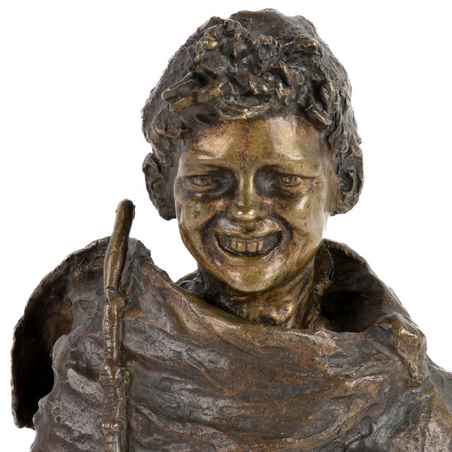 Early 20th Century Antique Bronze Youthful Figure Sculpture in Playful Stance For Sale - Image 5 of 8