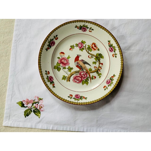 French Cherry Blossom Embroidered Cotton Percale Dinner Napkins | Paris Flea Market Find - Set of Four For Sale - Image 6 of 18